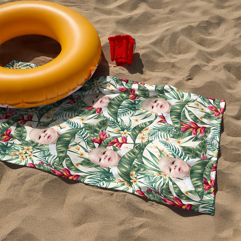 Custom Hawaii In The Air Face Human Photo Beach Towel HO82 894006
