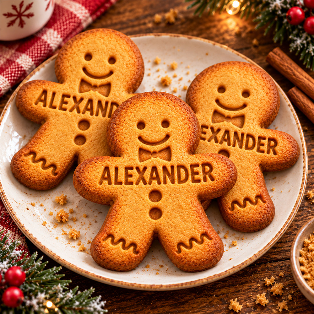 Custom Name Gingerbread Christmas Shaped Cookie Stamp TH10 171495