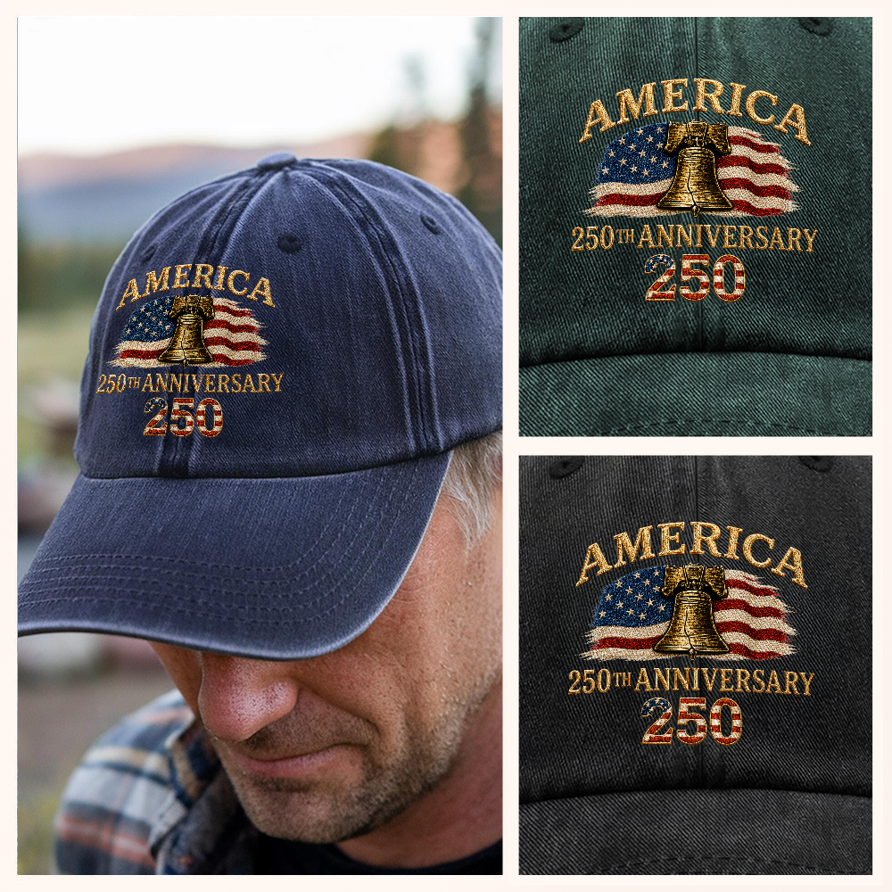 America 250th Anniversary 1776-2026 Patriotic Washed Denim Baseball Cap TH10 170085