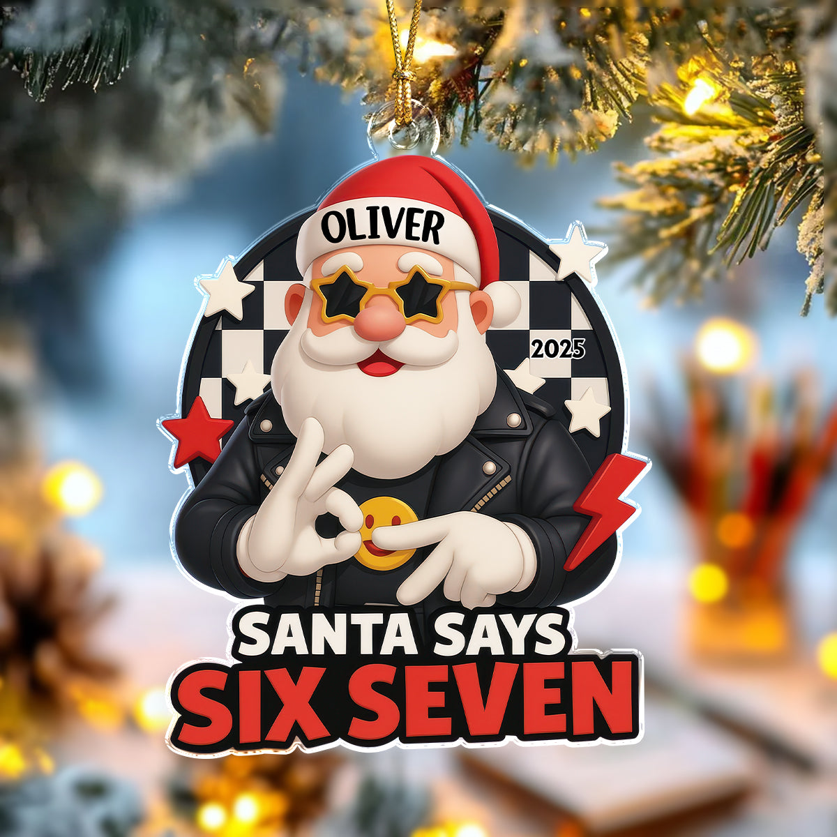 Santa Says Six Seven Acrylic Ornament, Teen Slang Funny 67 Tree Decor, Funny Teen Grandkid Gift HO82 900488
