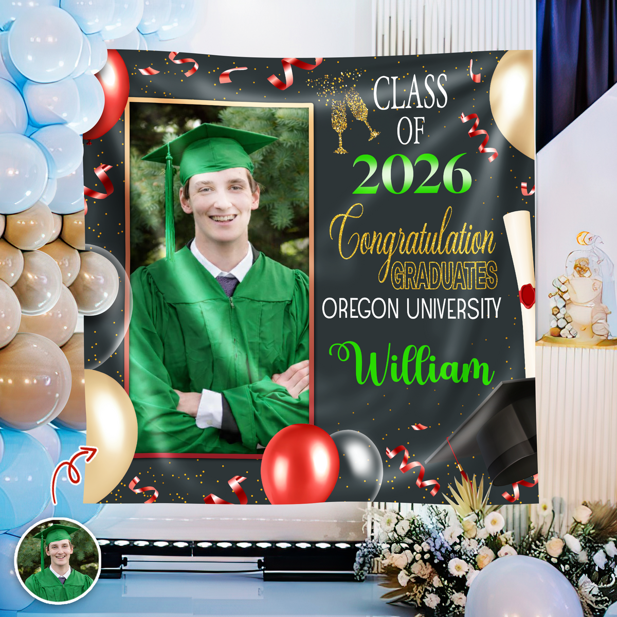 Custom Photo Congratulation Graduates Class of 2026 Backdrop TH10 898555