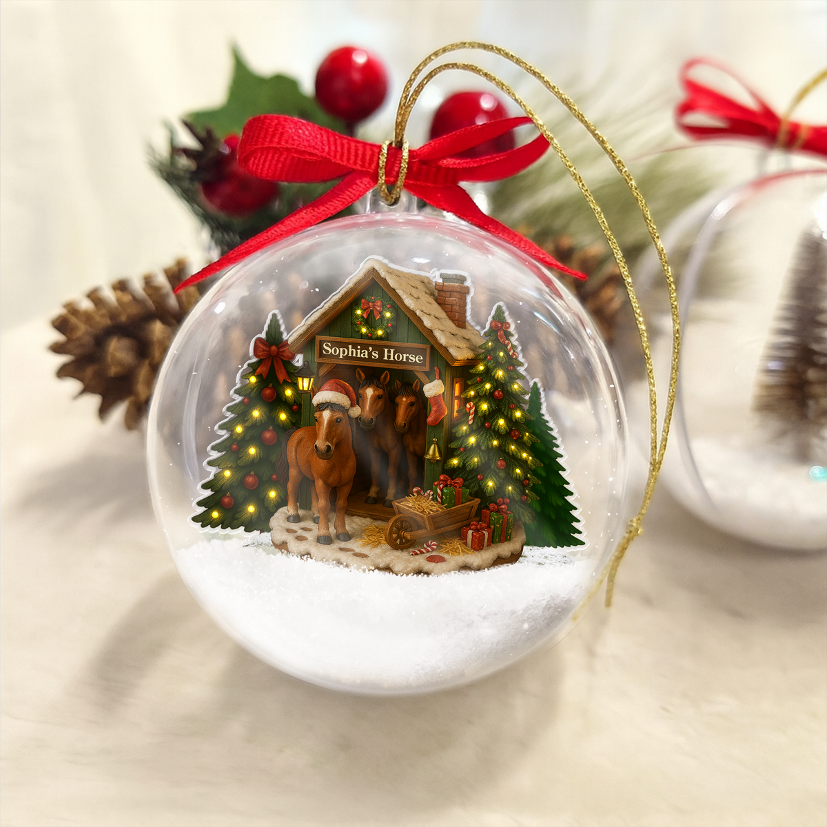 Custom Name Horse Farm 3D Ball Ornament – Christmas Gifts For Farmhouse LM32 897117