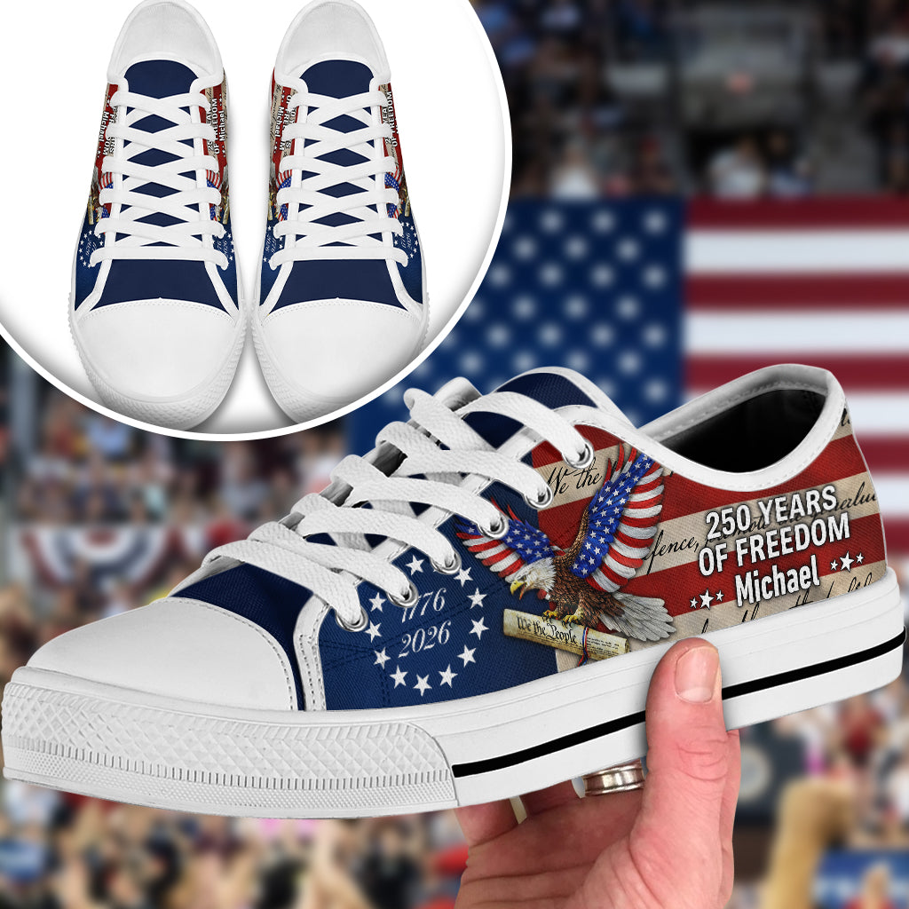 Custom Name 250 Years Of Freedom America Flag 1776-2026 Canvas Shoes HO82 902244