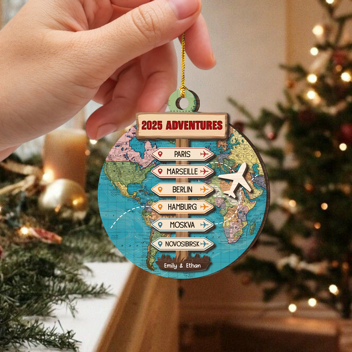 Personalized Travel Adventure 2 Layer Wooden Ornament LM32 895445