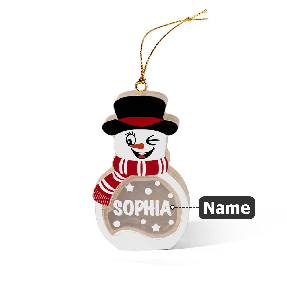 Personalized Name Funny Face Christmas Snowman LED Wooden Ornament LM32 669753