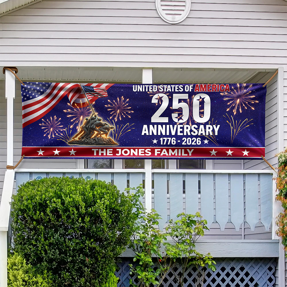 Personalized Family Name 1776-2026 250th Anniversary USA Patriotic Banner HA75 920728
