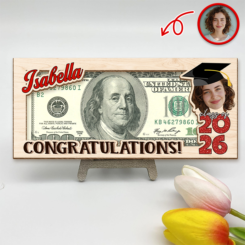 Custom Photo Congratulations Class Of 2026 Wood Money Holder CH07 910664