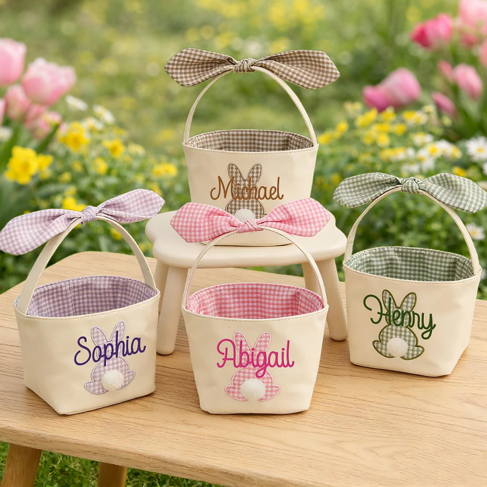 Personalized Name Bunny Rabbit Basket Embroidered Easter Basket Easter Gift for Kid HA75 920802
