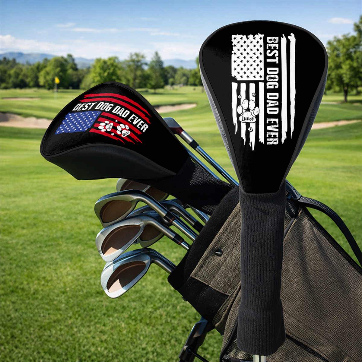 Best Dog Dad Ever Paw American Flag Golf Club Head Cover For Dog Dad CH07 911276