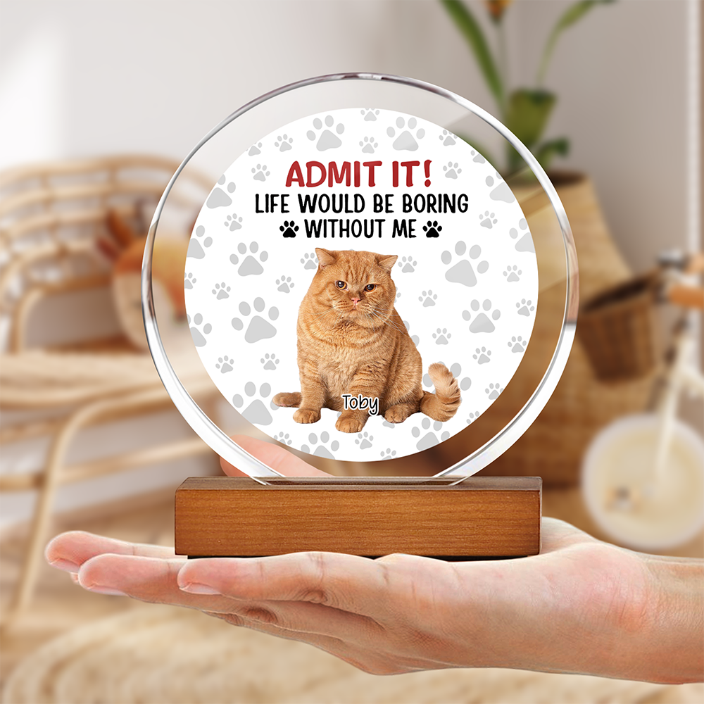 Custom Dog Cat Photo Life Would Be Boring Without Me Round Acrylic Frame Block TH10 894061