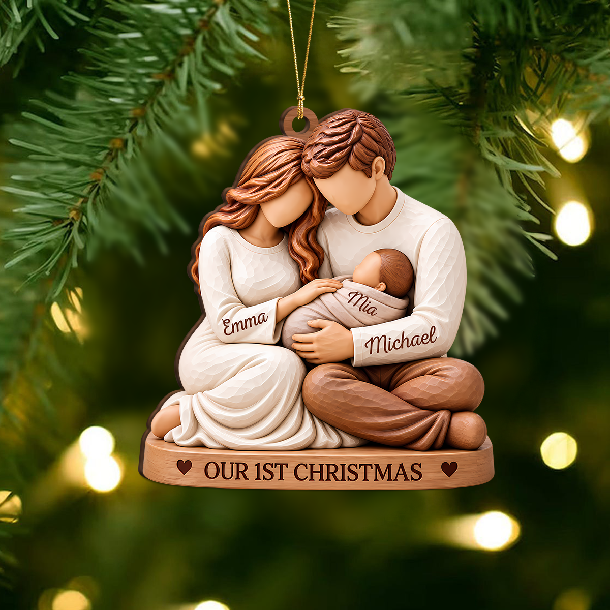 Custom Name Our 1st Christmas Family Wood Ornament TH10 171473