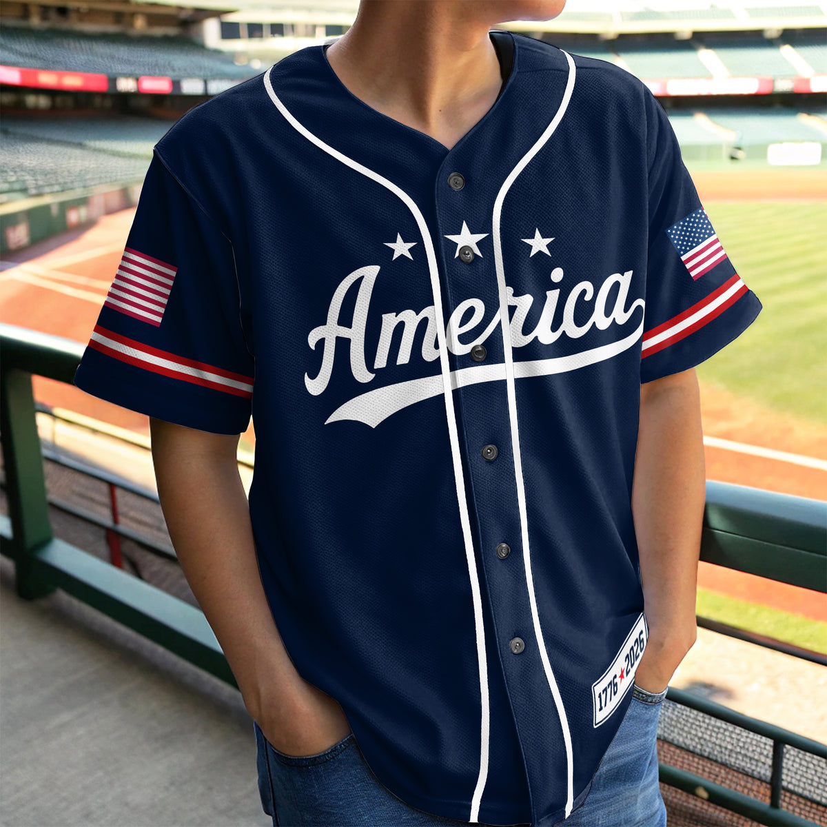 Custom Name US 250 Years of Freedom 1776-2026 America Flag Baseball Jersey TH10 170167