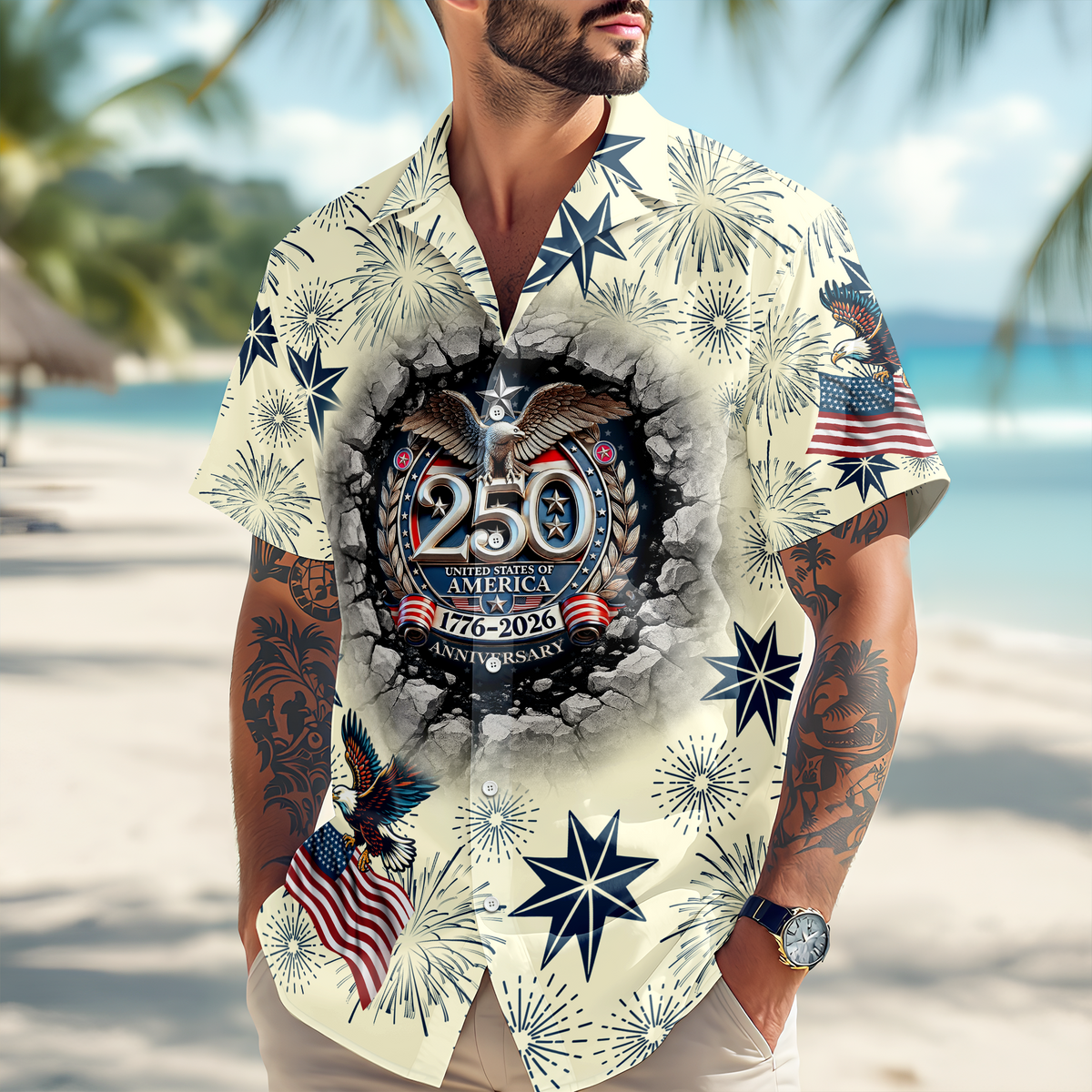 Personalized USA 250 Anniversary Eagle Semiquincentennial Hawaii Shirt LM32 899027