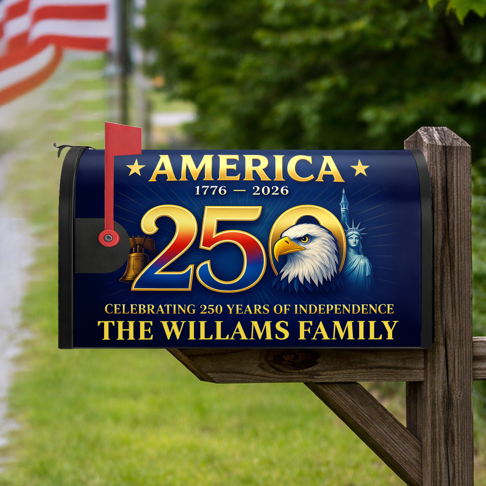 Custom Family Name 250 Years Of Independence Patriotic Mailbox Cover HA75 898814