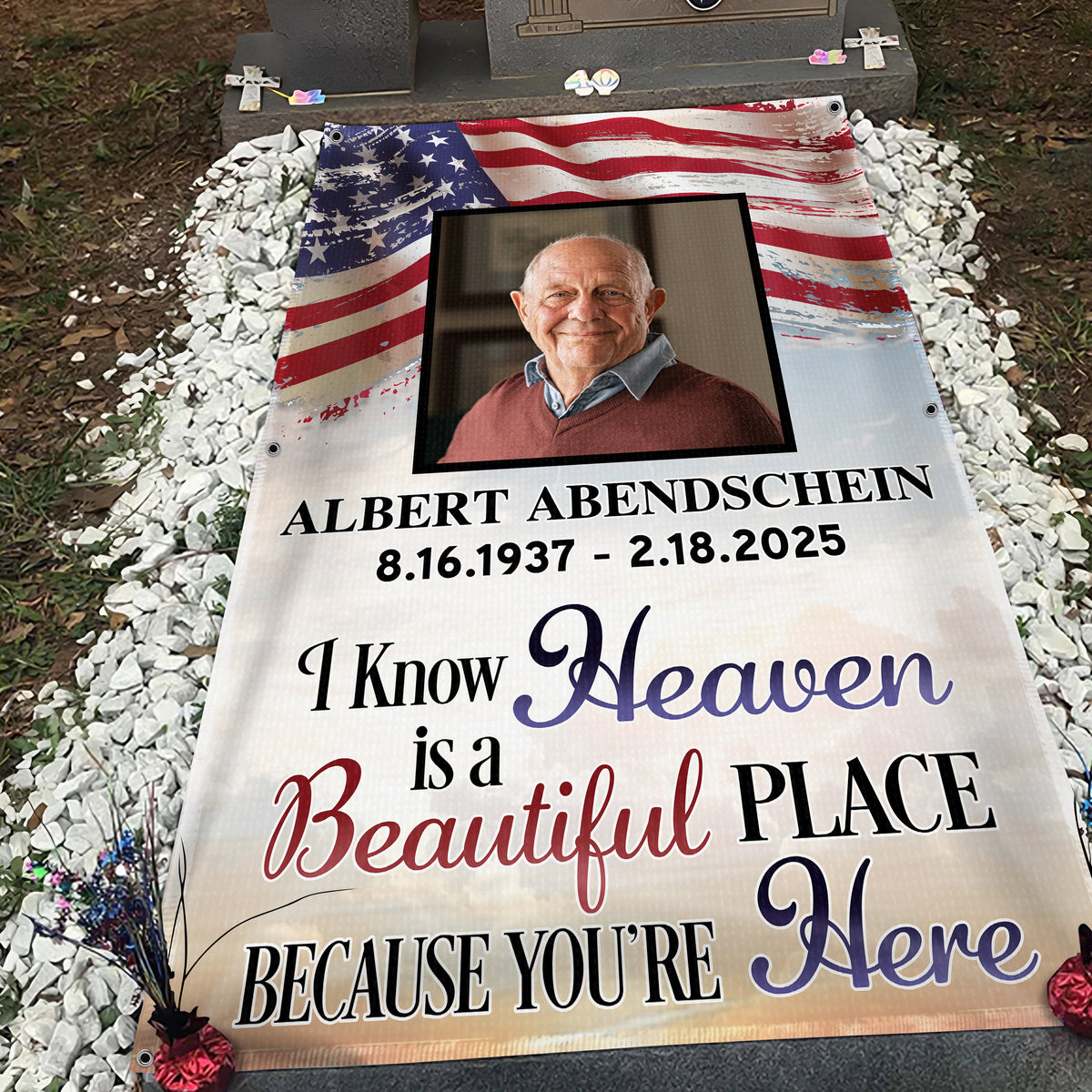 Custom Photo I Know Heaven Is A Beautiful Place Because You're Here Memorial Grave Blanket LM32 897515