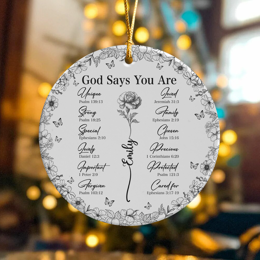 God Says You Are Christian Toile De Jouy Style - Personalized Ceramic Ornament HA75 897158