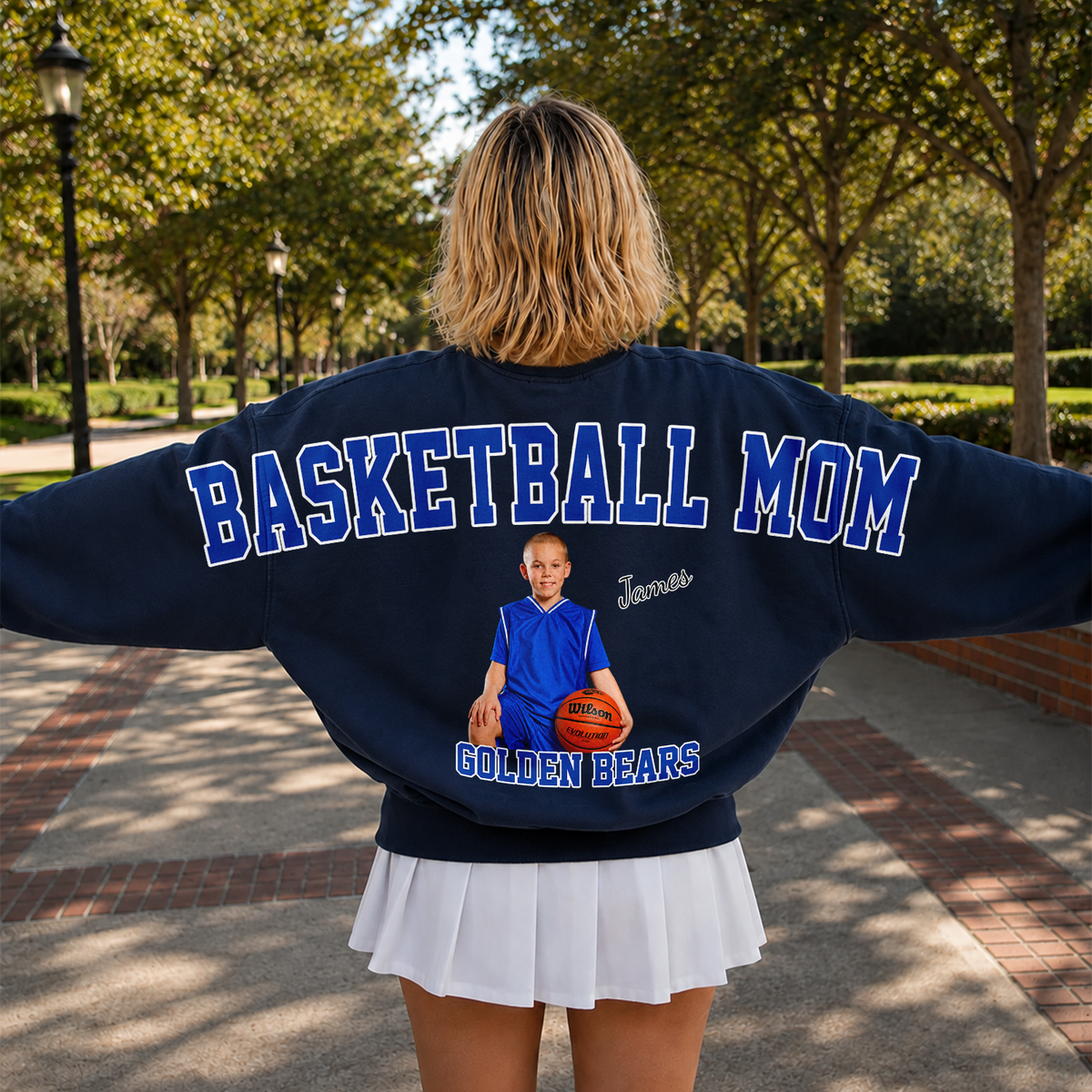 Custom Photo Basketball Mom Shoulder To Shoulder Sweatshirt CH07 181178