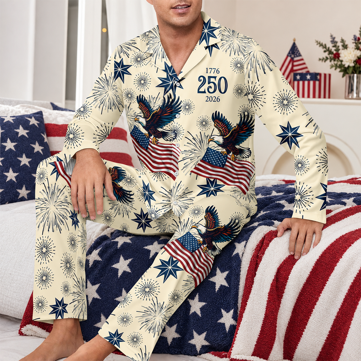 Personalized 250th Anniversary 1776-2026 American Flag Pajamas TH10 171107