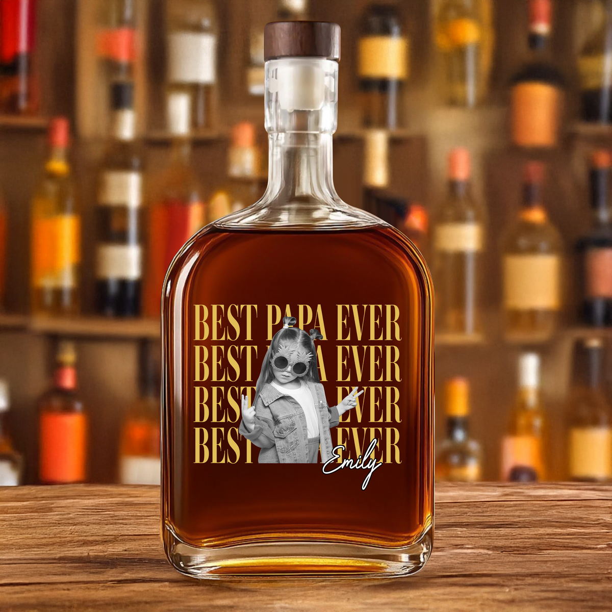 Personalized Vintage Photo Best Dad Mom Ever Whiskey Bottle CH07 911516