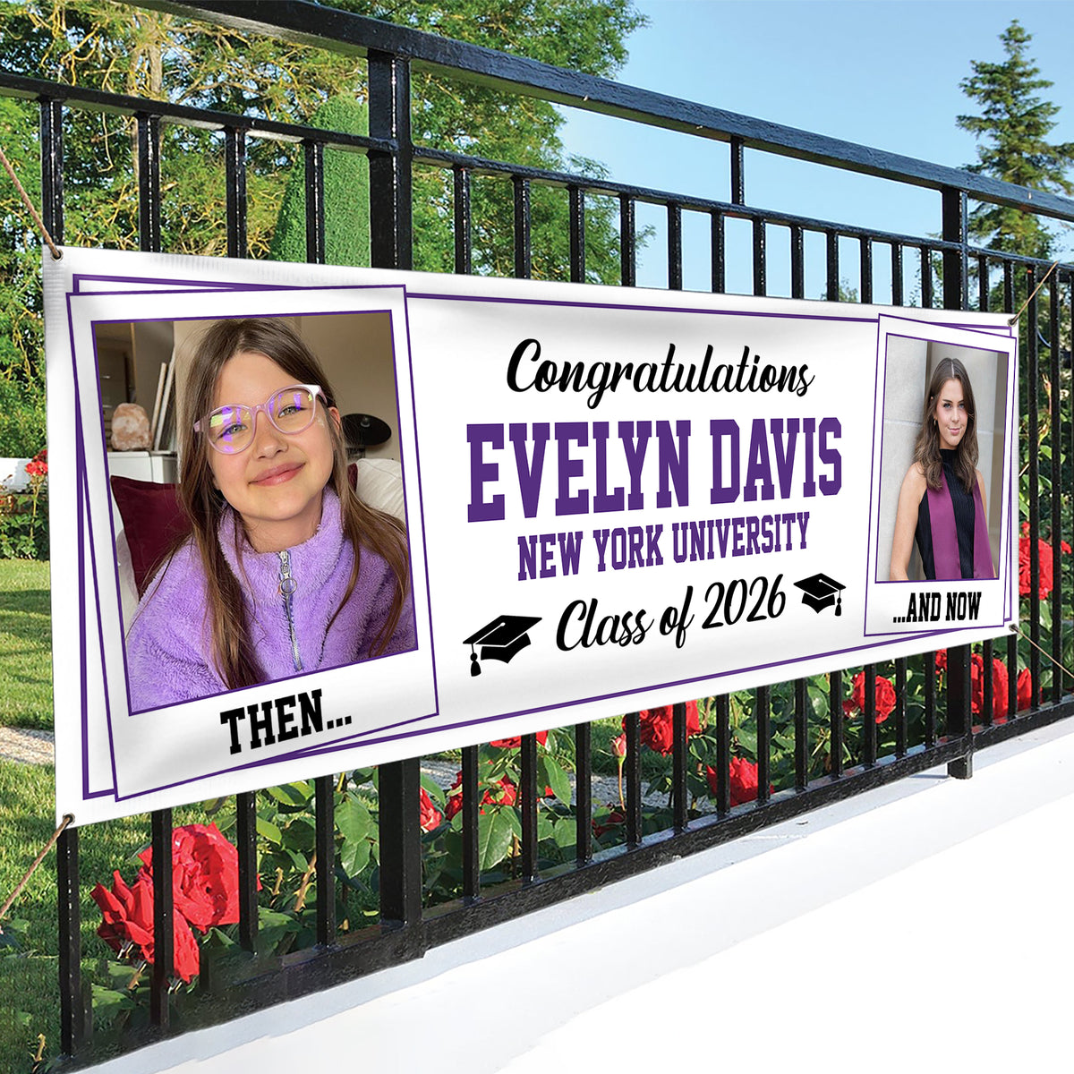 Custom Photo Class of 2026 Then And Now Personalized Banner Graduation Party Gift HA75 920622