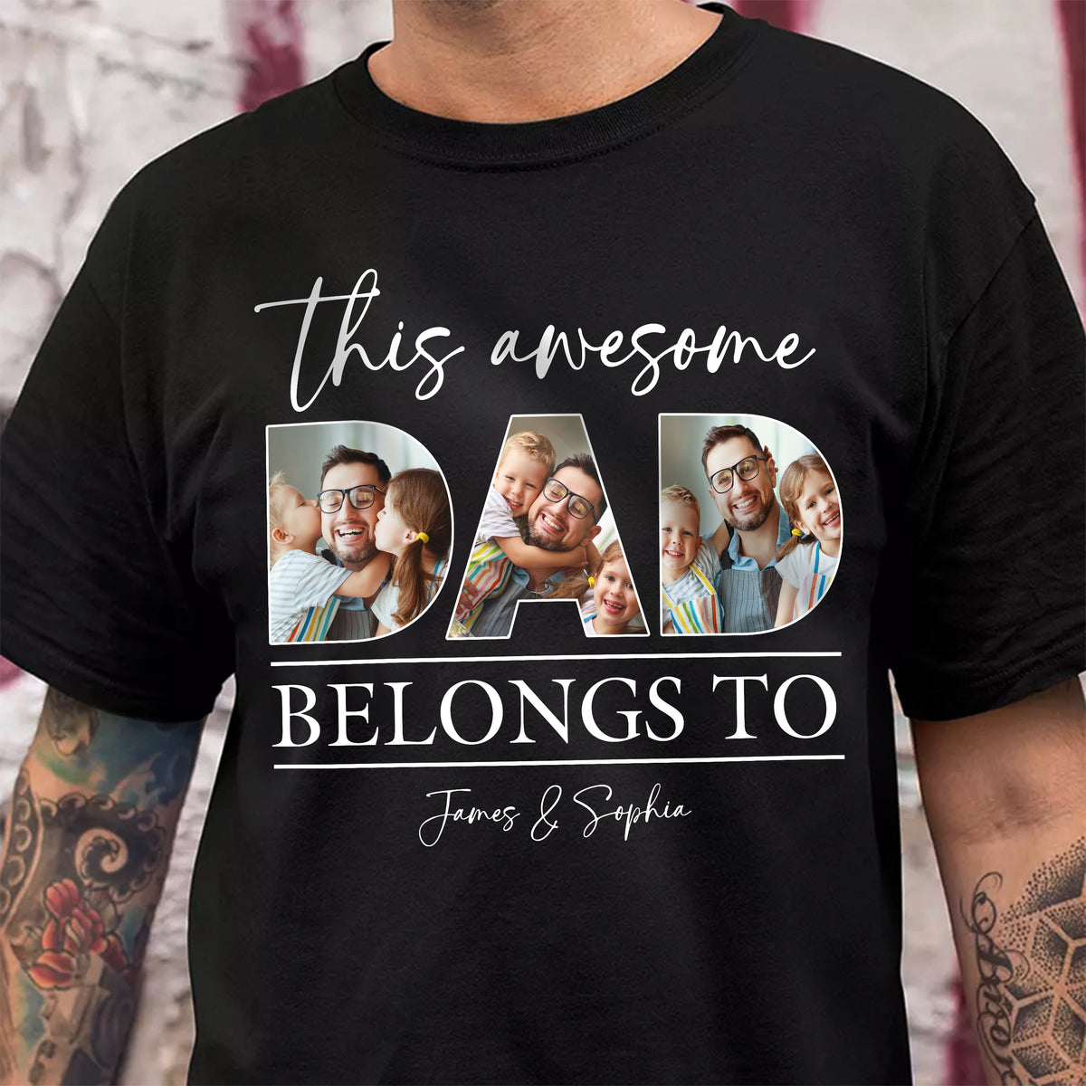 Custom Photo This Awesome Dad Belongs To Dark Shirt For Father's Day LM32 893633