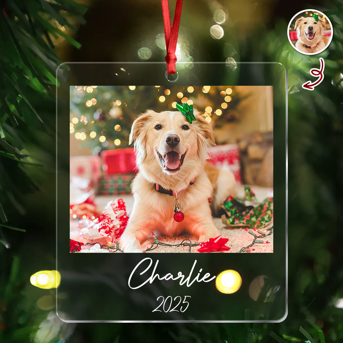 Custom Dog Photo Acrylic Ornament Christmas Gift For Dog Lovers LM32 895769