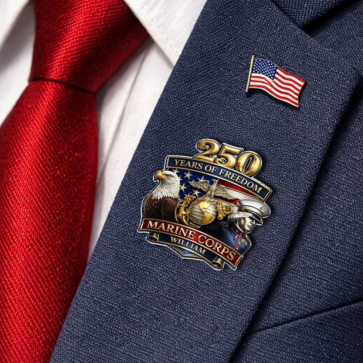 Personalized Military Branch 250 Years Of Freedom 1776–2026 Acrylic Pin - Patriotic Military Memorial Gift HO82 901934