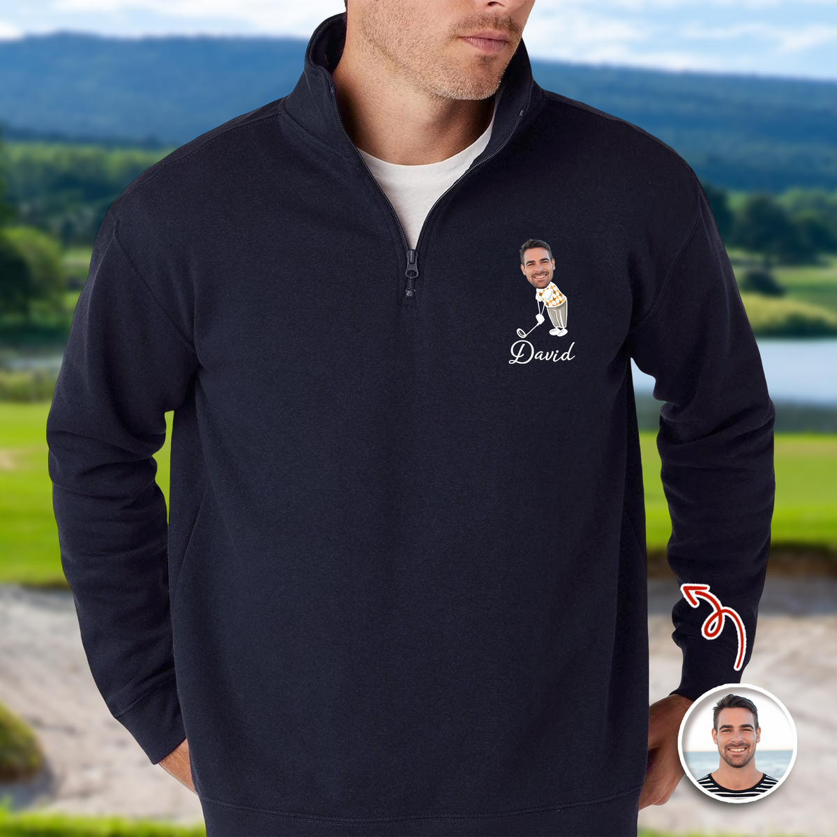 Custom Photo Printed Quarter Zip Sweater Gift for Golf Lovers TH10 898223