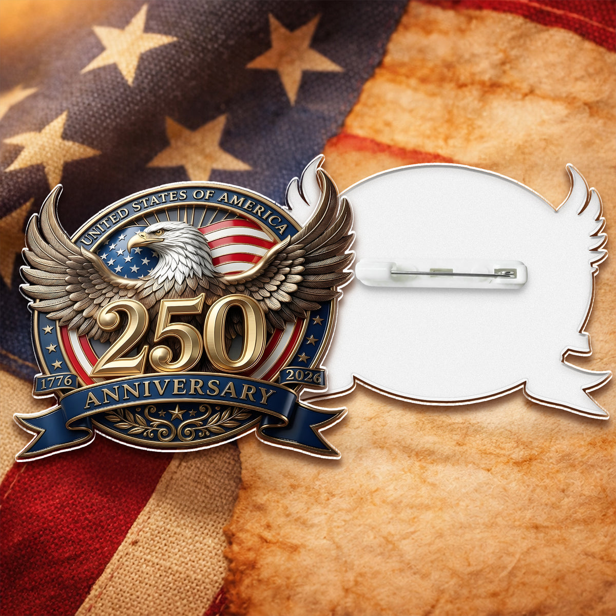 Eagles Flag USA 250th Anniversary Patriotic Acrylic Pin LM32 899529