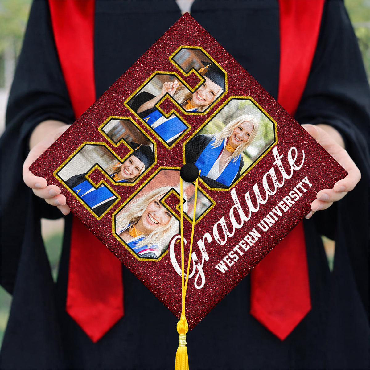 Custom Photo Graduate 2026 Glitter Graduation Cap TH10 169143