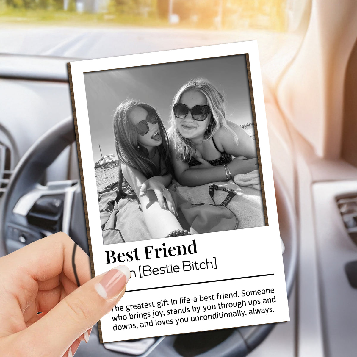 Custom Best Friend Photo 2 Layered Car Visor Clip Gift For Bestie LM32 895503