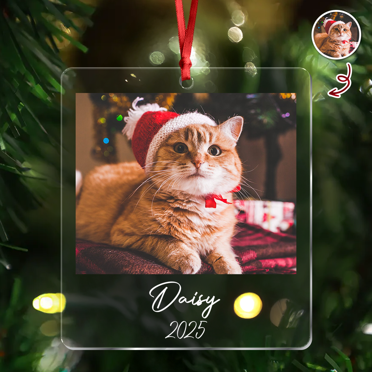 Custom Cat Photo Acrylic Ornament Christmas Gift For Cat Lovers LM32 895771
