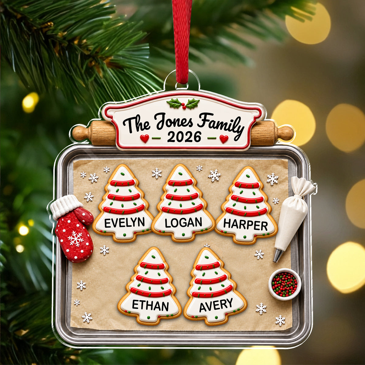 Personalized Family Cookie Baking Tray Christmas Acrylic Ornament TH10 171133