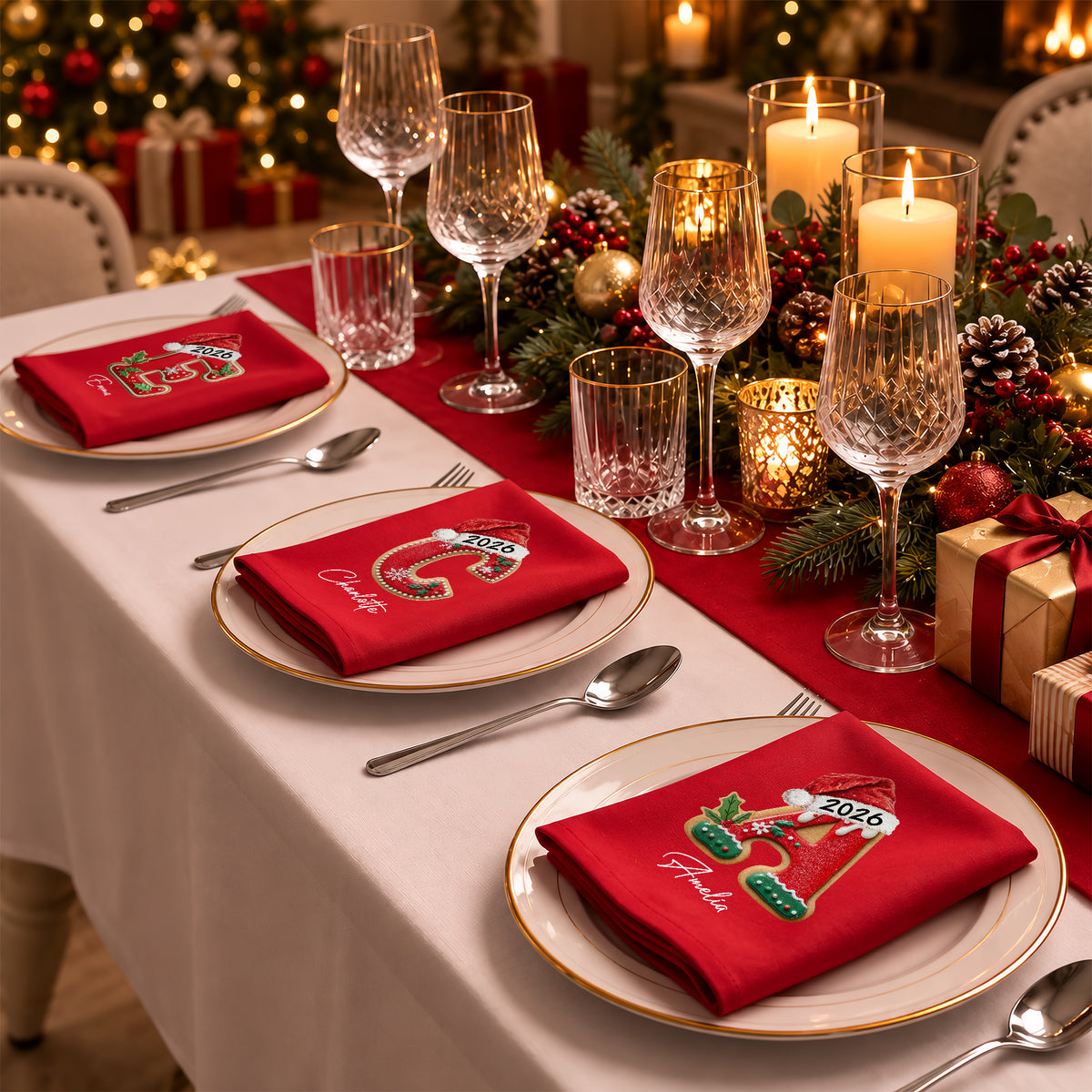 Personalized Gingerbread Letter Family Reusable Napkin HO82 903720