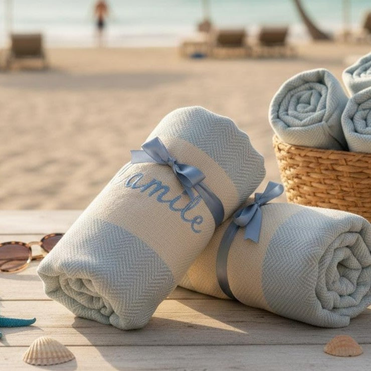 Personalized Name Turkish Beach Towel, Pool Towel- Holiday Gift, Party Gifts, Mother's Day, Bachelorette Favor Towel Gift LM32 899897