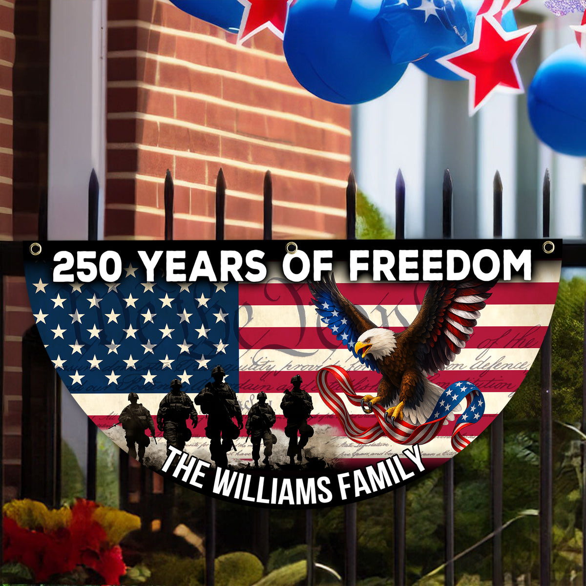 Custom Family Name 250 Years of Freedom Non-Pleated Fan Flag HA75 920364