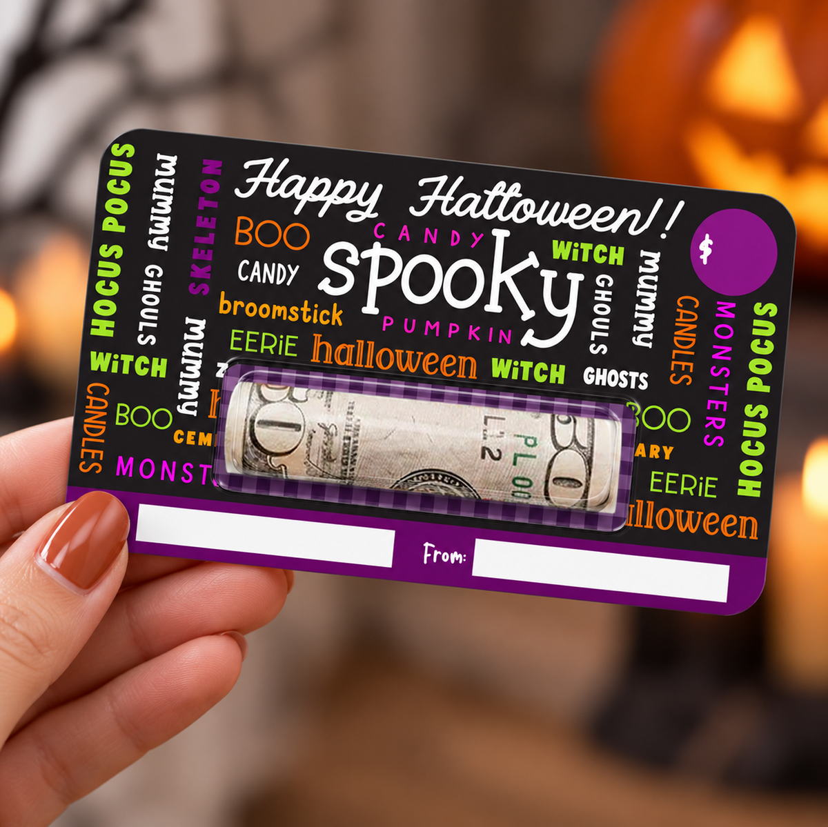 Personalized Happy Halloween Money Holder Card, Fun Holiday Gift for Family & Friends LM32 669995