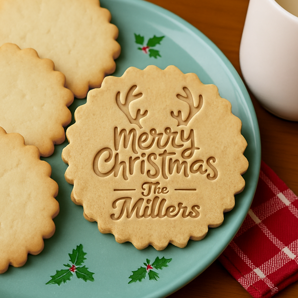 Custom Family Name Merry Christmas Cookie Stamp CH07 180732