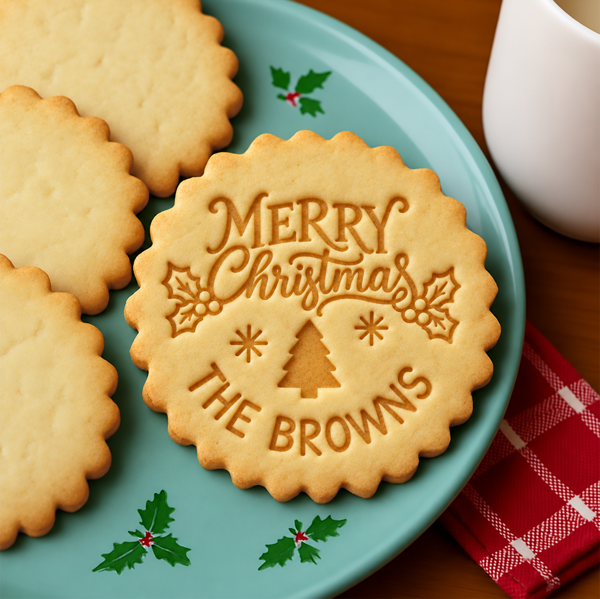 Personalized Family Name Merry Christmas Cookie Stamp, Holiday Baker Gift HO82 904112