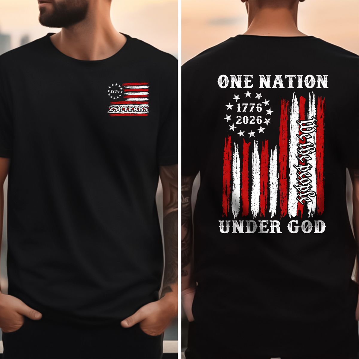 One Nation Under God We The People America Front & Back Dark Shirt TH10 169295