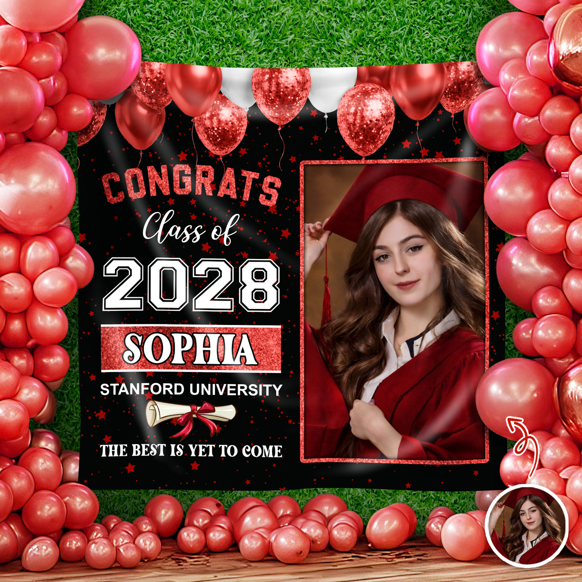 Custom Photo Congrats Class of 2026 Backdrop For Grad Party Decorations CH07 910864