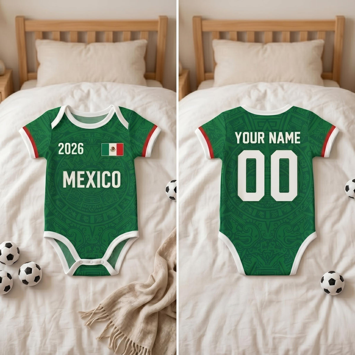 Personalized Name & Number Mexico Soccer Baby Onesie - Gift For Sport Lovers CH07 180084