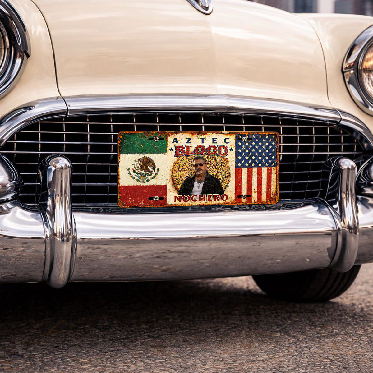 Personalized Aztec Blood Mexican American Pride Vintage License Plate HO82 902112