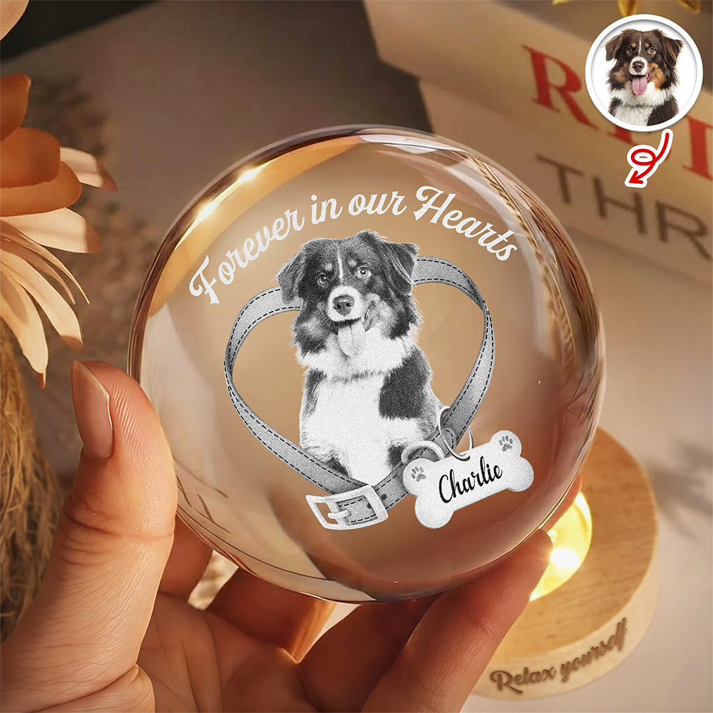 Custom Photo Forever In My Heart Memorial Engraved Crystal Ball LED Night Light CH07 911258