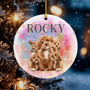 Custom Dog Photo and Name Retro Ceramic Ornament For Dog Lovers LM32 891967