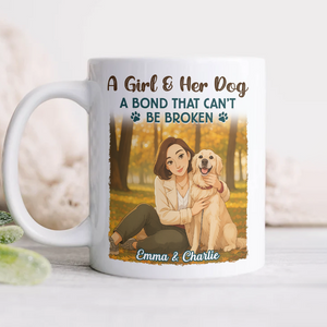 Custom Cartoon Photo Girl With Her Dog Best Friends Forever White Mug LM32 893767