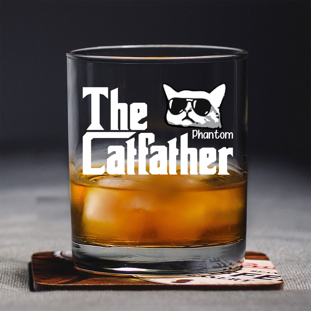 The CatFather For Cat Lovers Personalized Whiskey Glass LM32 893525