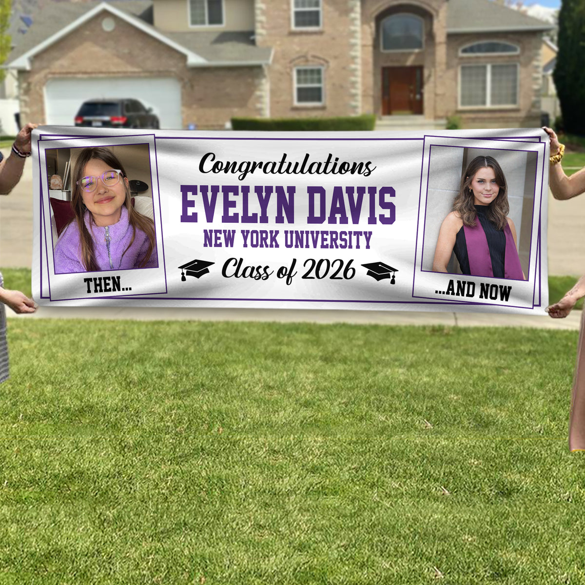 Custom Photo Class of 2026 Then And Now Personalized Banner Graduation Party Gift HA75 920622