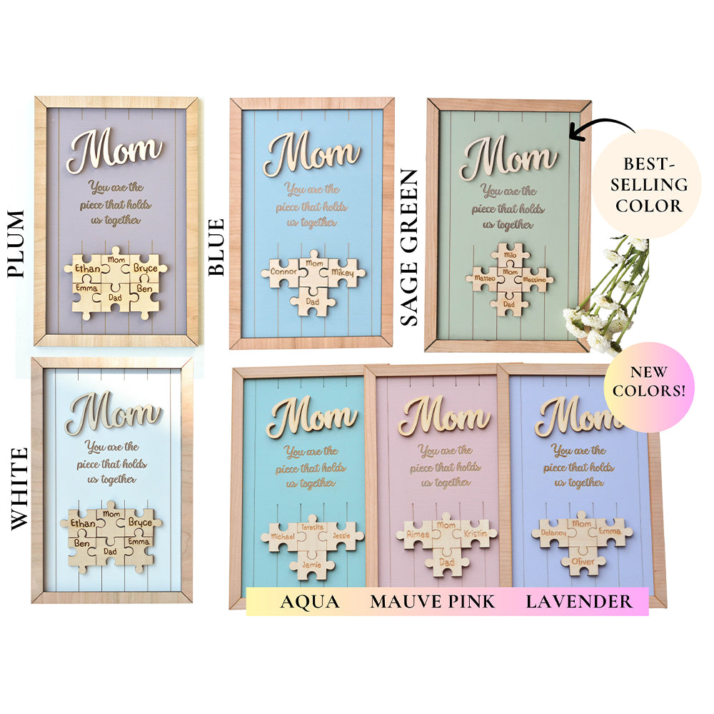 Personalized Name Mom Puzzle Sign Piece That Holds Us Together 2-Layered Wooden Plaque With Stand LM32 899263
