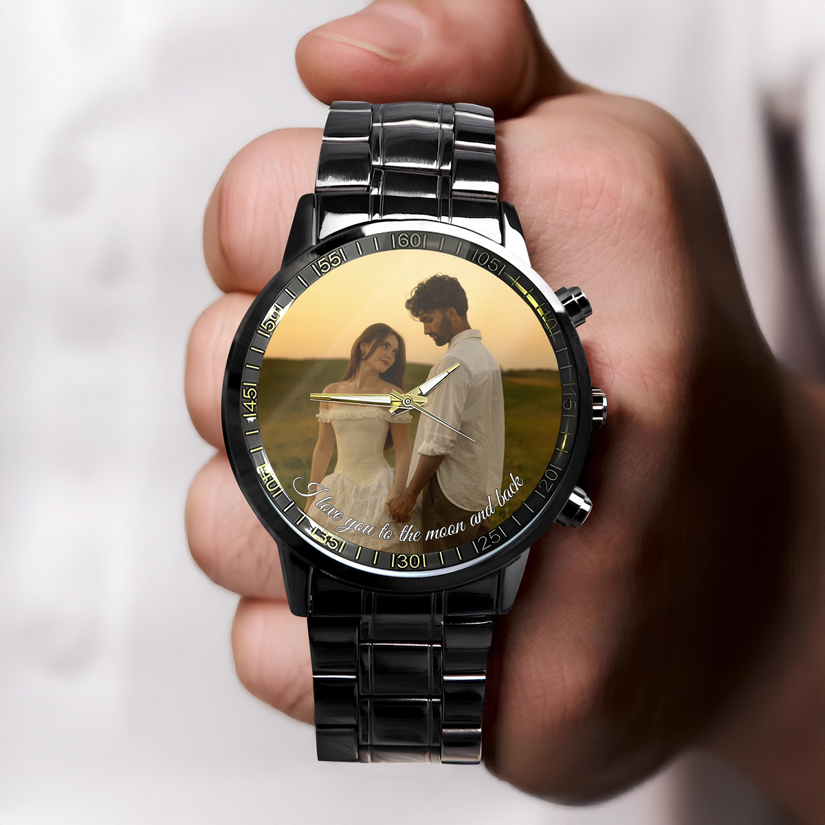 Custom Couple Photo I Love You To The Moon And Back Men's Wrist Watch LM32 669407